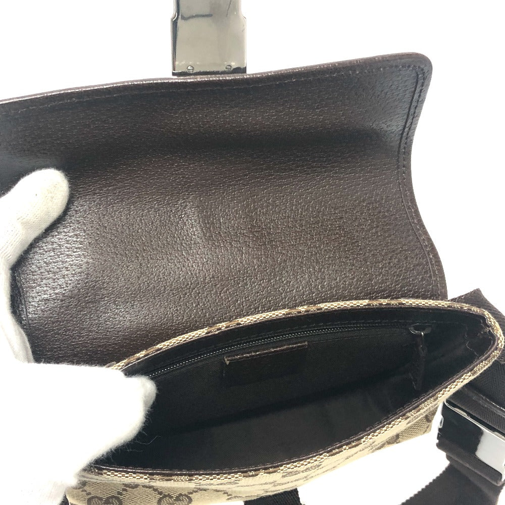 interior Gucci Monogram Waist Pouch Bag Brown silver hardware