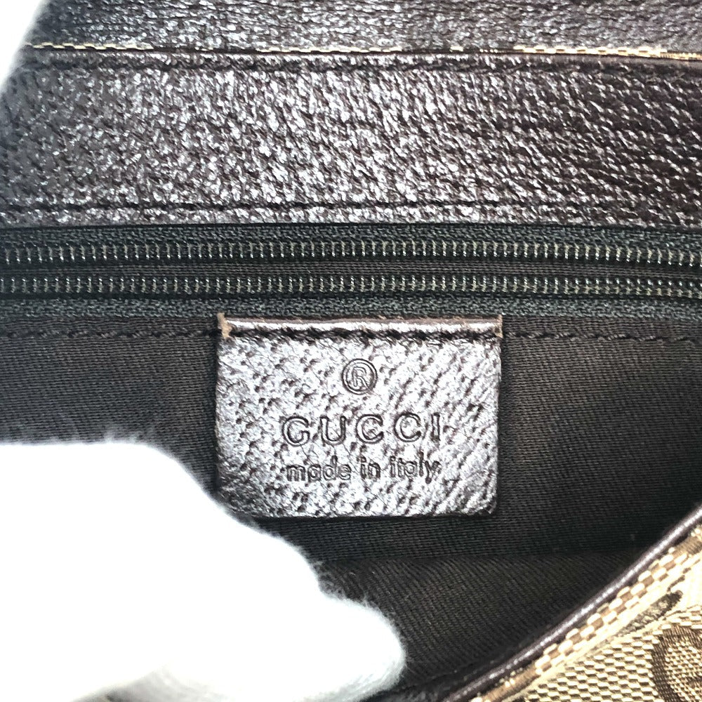stamp Gucci Monogram Waist Pouch Bag Brown silver hardware