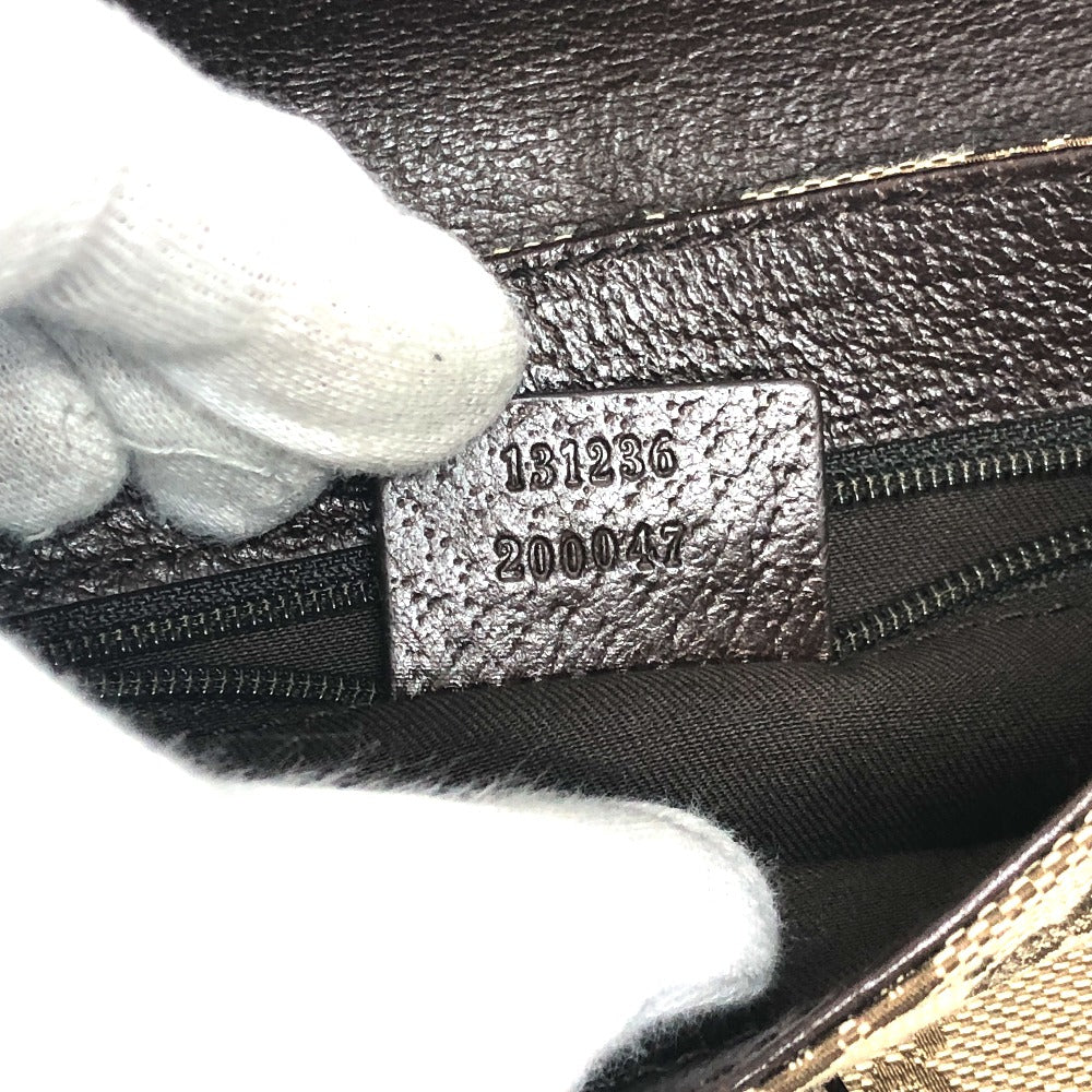 date code Gucci Monogram Waist Pouch Bag Brown silver hardware