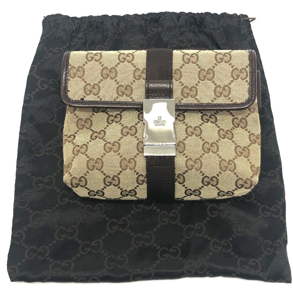 dustbag Gucci Monogram Waist Pouch Bag Brown silver hardware