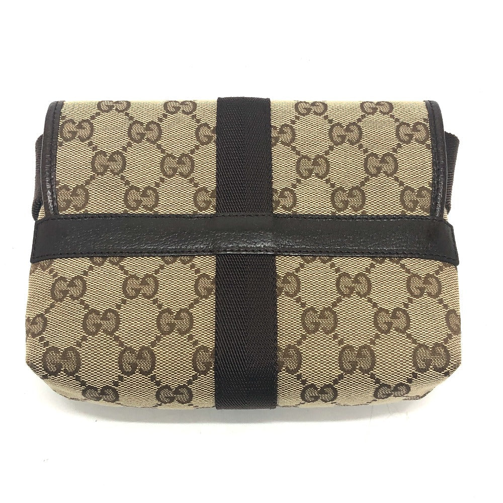 back Gucci Monogram Waist Pouch Bag Brown silver hardware