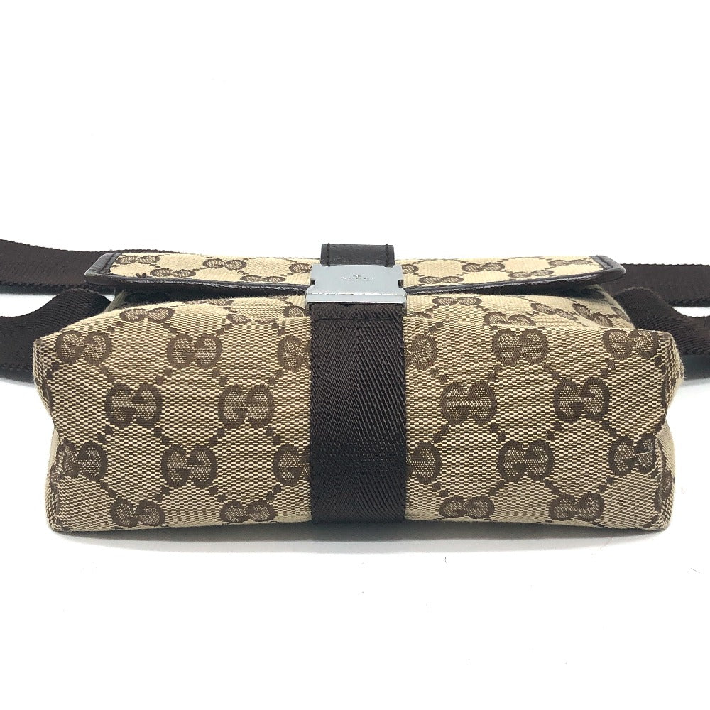 bottom Gucci Monogram Waist Pouch Bag Brown silver hardware