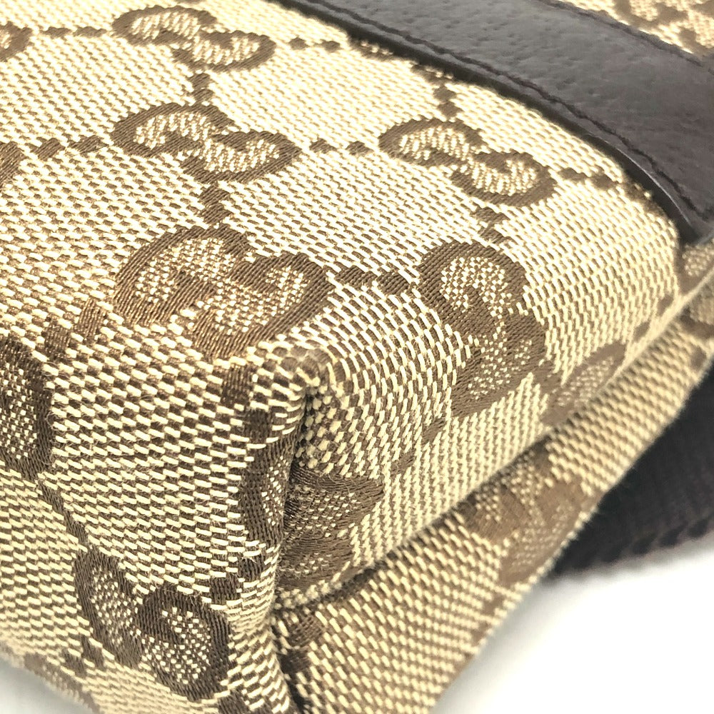 opposite top corner Gucci Monogram Waist Pouch Bag Brown silver hardware