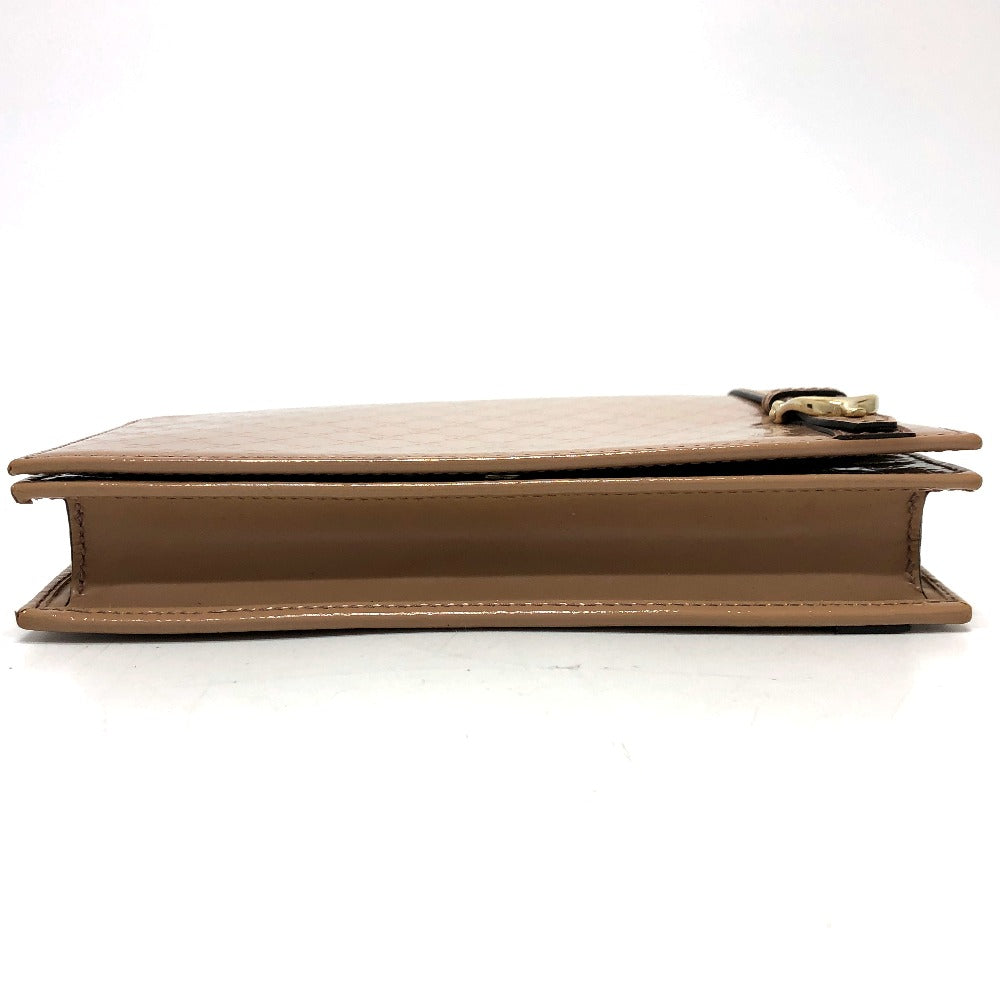 bottom Gucci Micro "GG" Shoulder Bag Beige Patent Leather