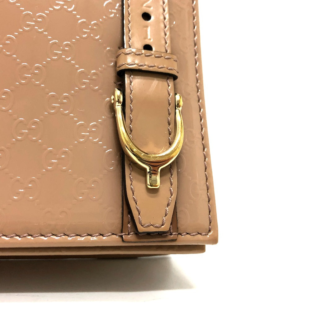 buckle Gucci Micro "GG" Shoulder Bag Beige Patent Leather