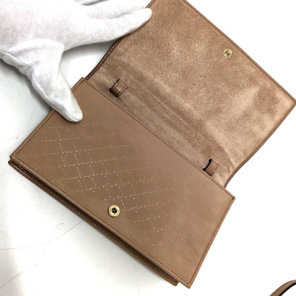 interior Gucci Micro "GG" Shoulder Bag Beige Patent Leather