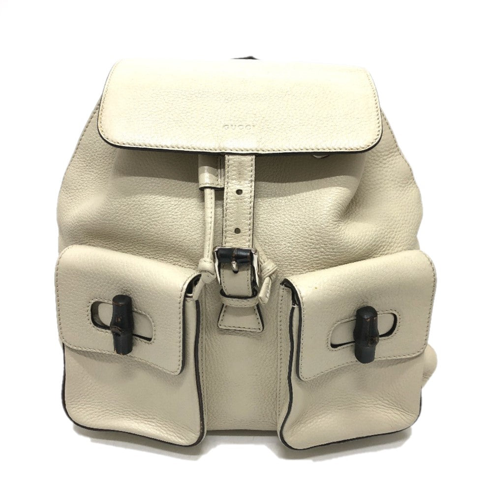 Gucci Cellarius Calfskin Bamboo Backpack Mystic White Medium