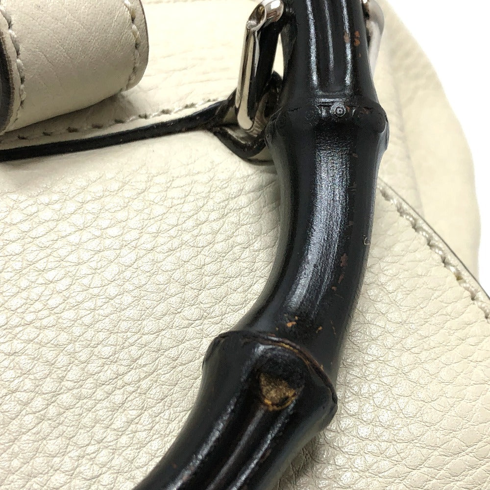bamboo handle Gucci Cellarius Calfskin Bamboo Backpack Mystic White Medium