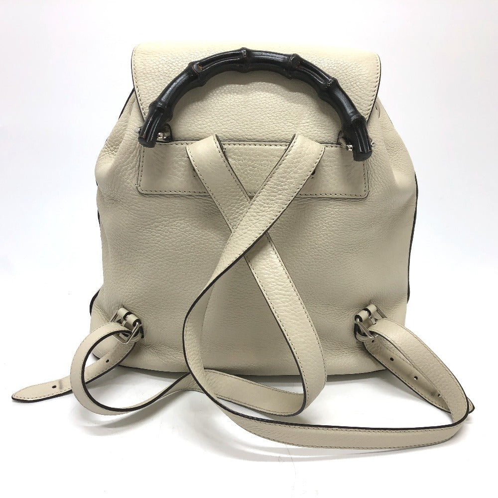 back Gucci Cellarius Calfskin Bamboo Backpack Mystic White Medium