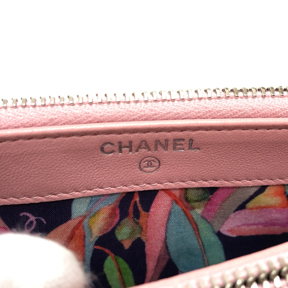 stamp Chanel Lambskin Quilted Wildstitch Small Clutch w/Chain Pink