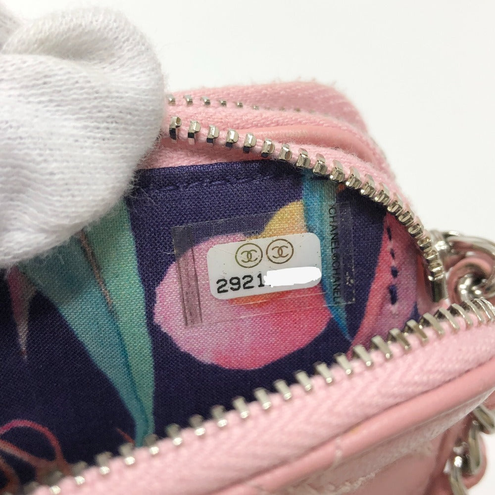 date code Chanel Lambskin Quilted Wildstitch Small Clutch w/Chain Pink