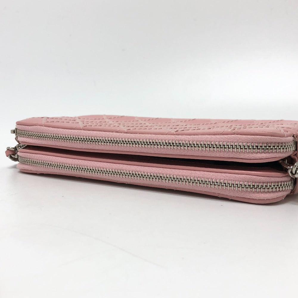 top Chanel Lambskin Quilted Wildstitch Small Clutch w/Chain Pink
