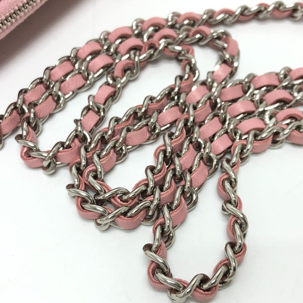 chain strap Chanel Lambskin Quilted Wildstitch Small Clutch w/Chain Pink