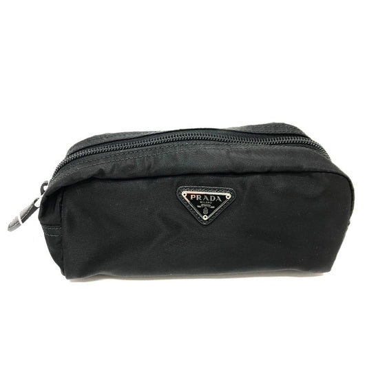 Black Prada pouch on a white background