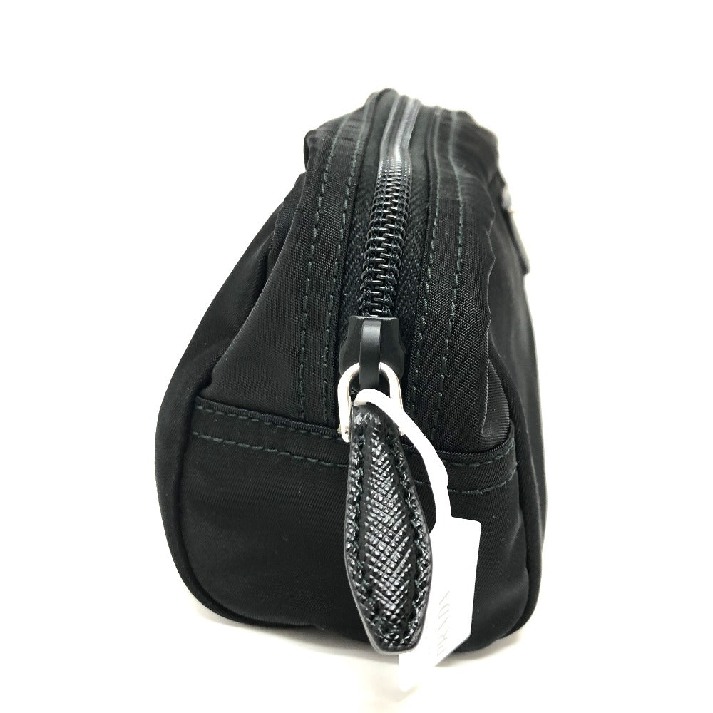 Black pouch with a zipper on a white background