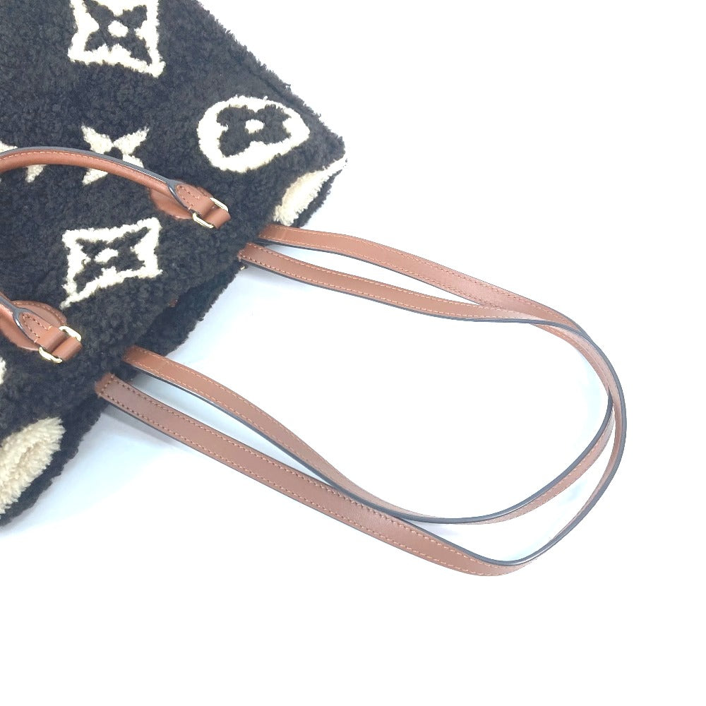 brown straps Louis Vuitton Shearling Monogram On The Go GM Black and White