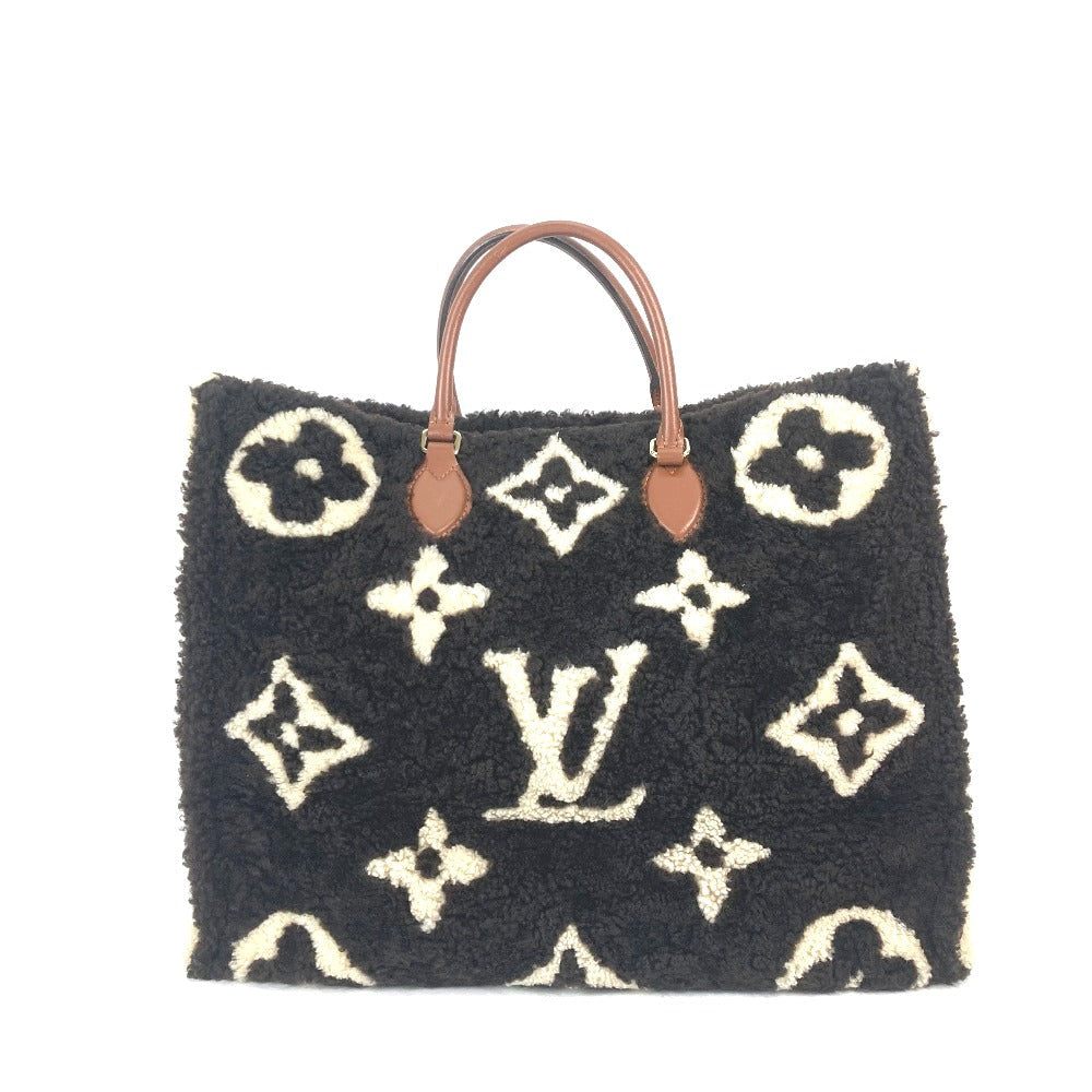 back Louis Vuitton Shearling Monogram On The Go GM Black and White
