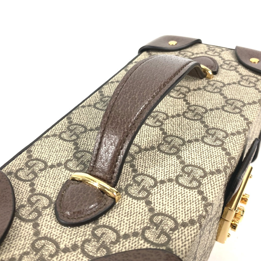 top handle Gucci GG Supreme Canvas Beige Leather Padlock Case