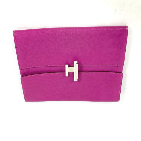 Hermes Cinhetic Clutch Calfskin Rose Pourpre Silver hardware