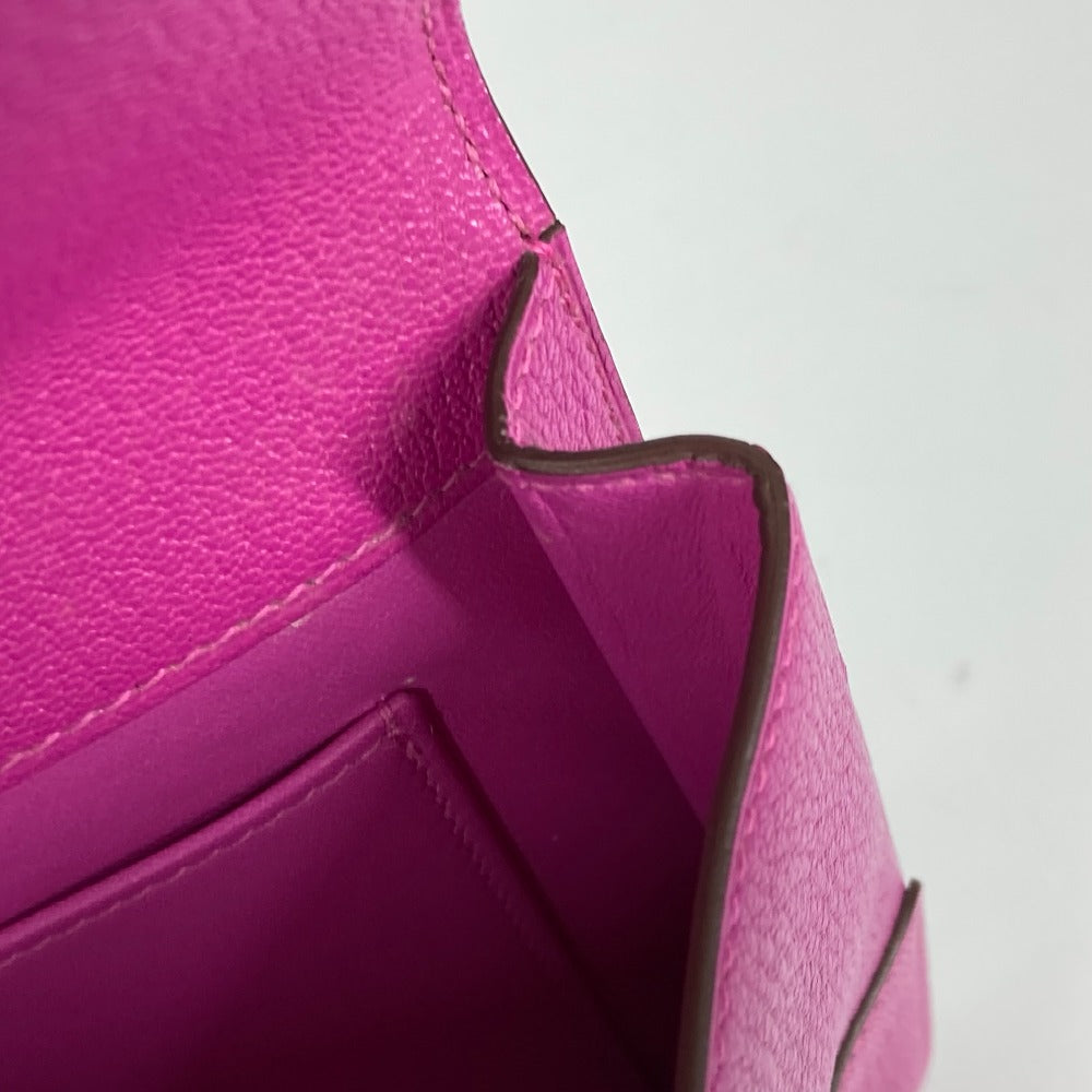 interior edge Hermes Cinhetic Clutch Calfskin Rose Pourpre Silver hardware