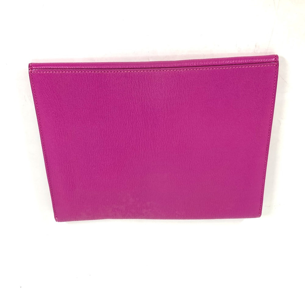 back Hermes Cinhetic Clutch Calfskin Rose Pourpre Silver hardware