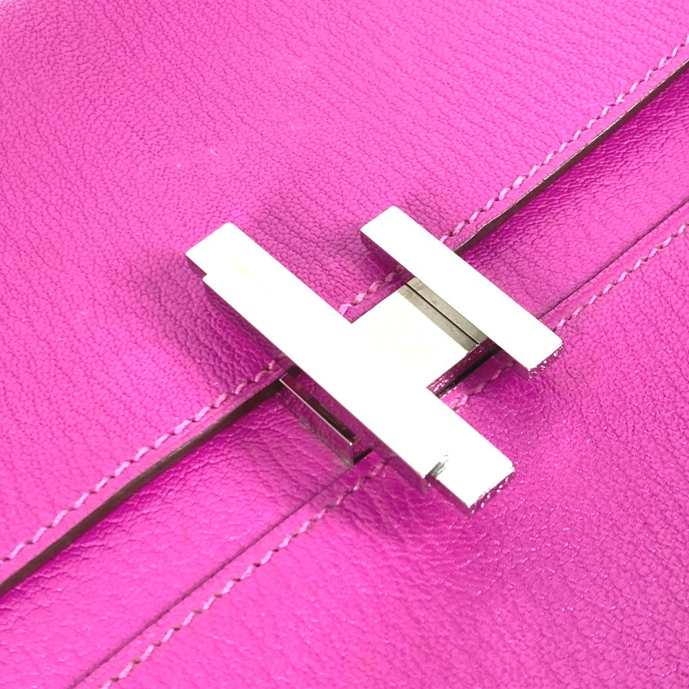 hardware Hermes Cinhetic Clutch Calfskin Rose Pourpre Silver hardware