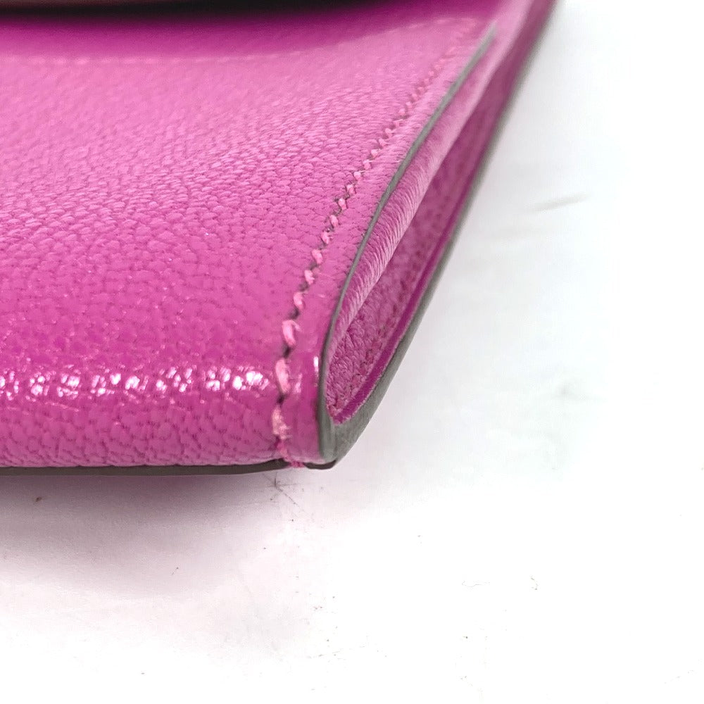 corner Hermes Cinhetic Clutch Calfskin Rose Pourpre Silver hardware