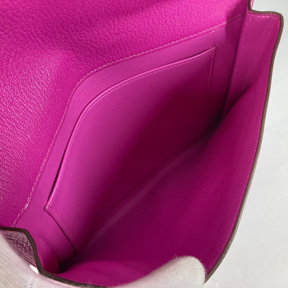 interior Hermes Cinhetic Clutch Calfskin Rose Pourpre Silver hardware