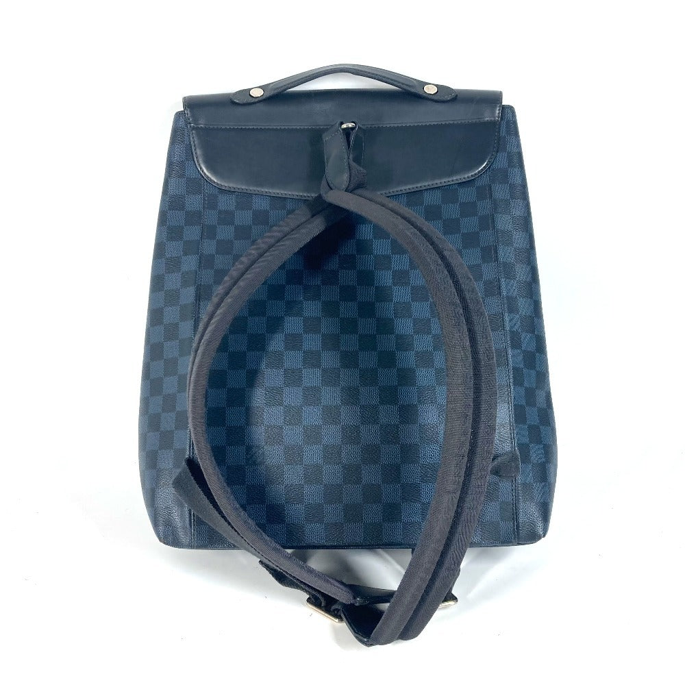 Blue checkered backpack on a white background