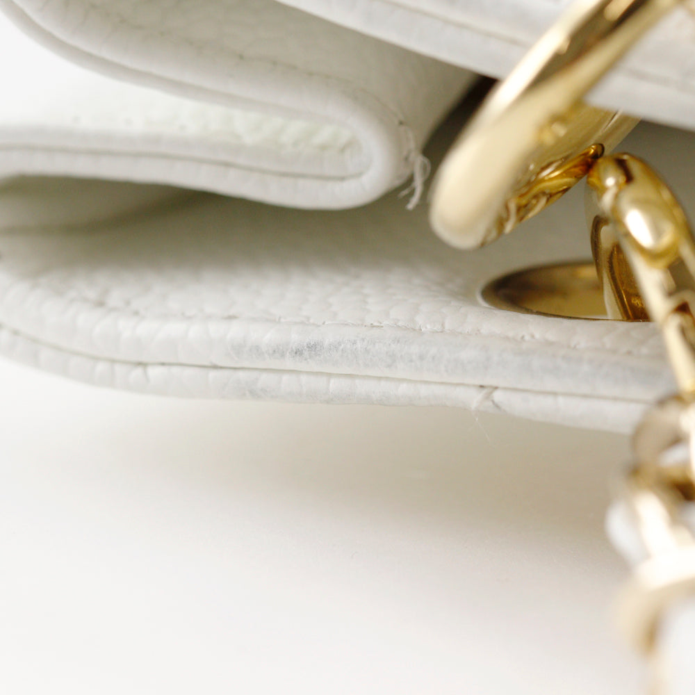 top edge Chanel Quilted Caviar Leather Petit Shopping Tote White