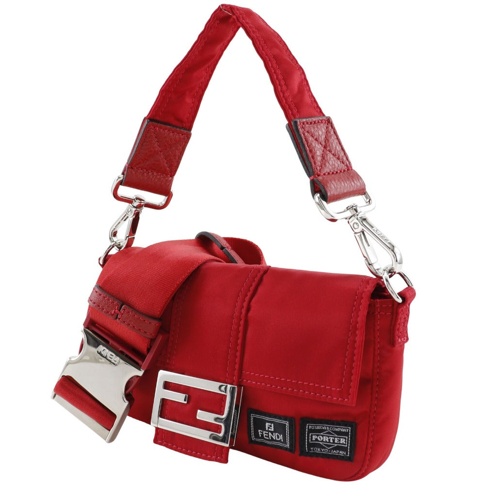 Red bag with silver hardware on a white background