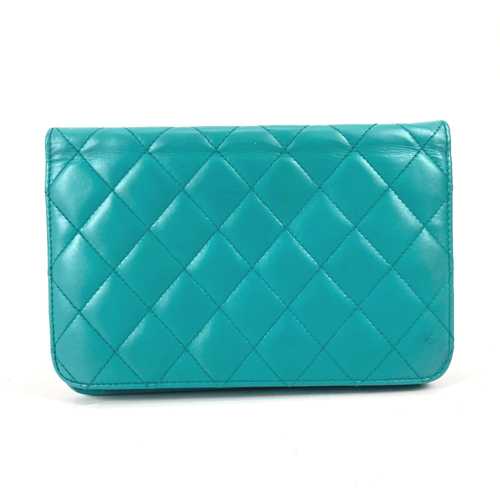 back Chanel Quilted Leather Flap Wallet On Chain Clutch Bag Turquoise