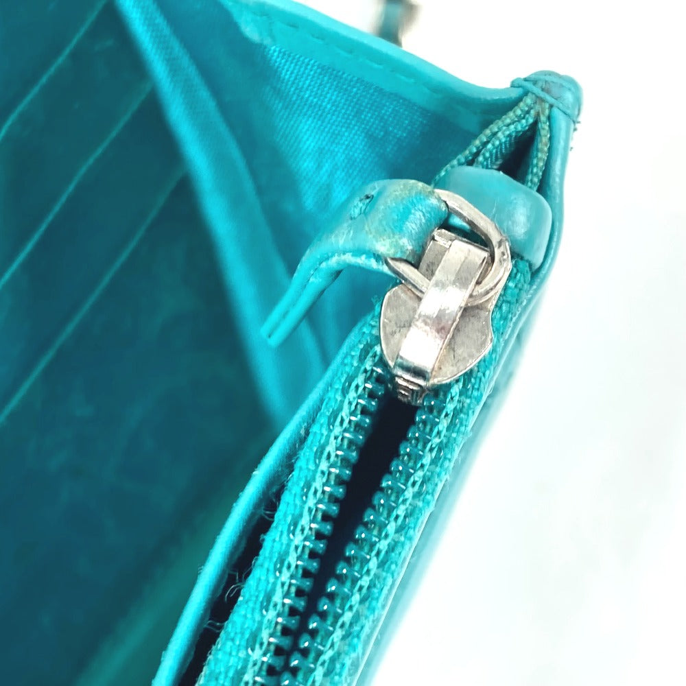 zipper pocket Chanel Quilted Leather Flap Wallet On Chain Clutch Bag Turquoise