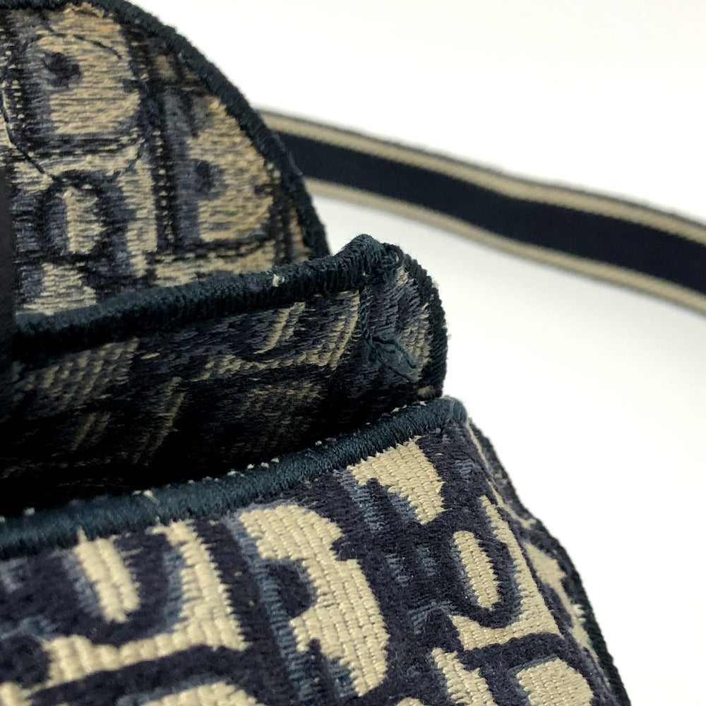 top edge Christian Dior Oblique Embroidered Saddle Waist Bag Blue