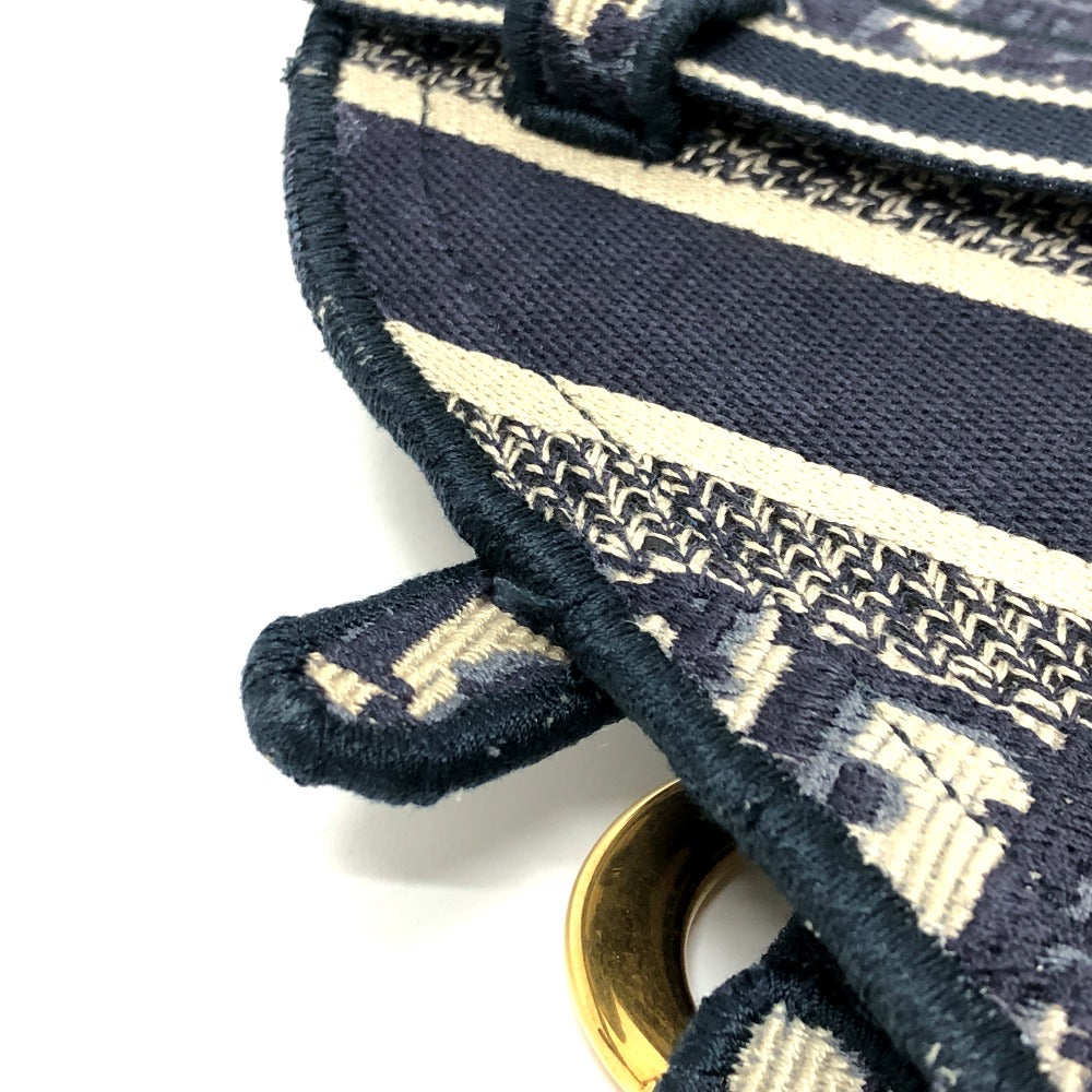 side edge Christian Dior Oblique Embroidered Saddle Waist Bag Blue