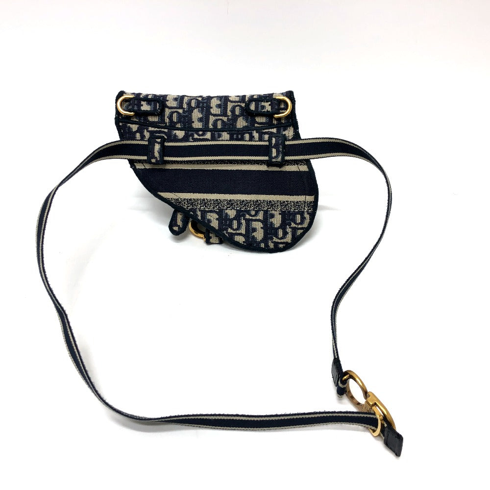 back Christian Dior Oblique Embroidered Saddle Waist Bag Blue