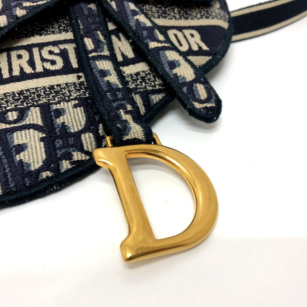 hardware Christian Dior Oblique Embroidered Saddle Waist Bag Blue