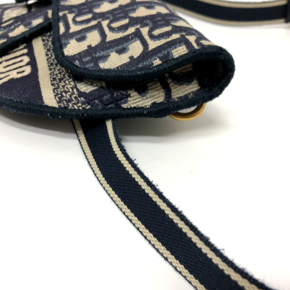 flap edge Christian Dior Oblique Embroidered Saddle Waist Bag Blue