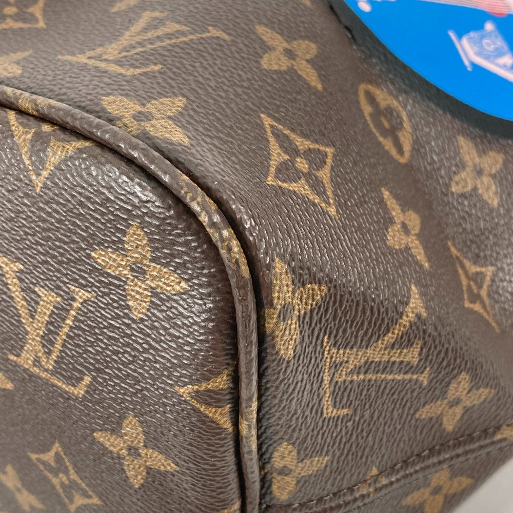 Close-up of a brown leather Louis Vuitton bag with monogram pattern.