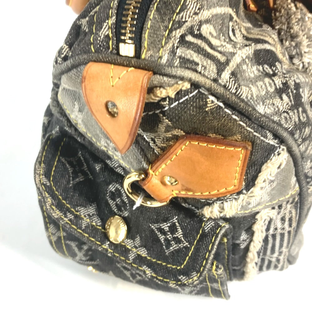 top edge Louis Vuitton Denim Patchwork Speedy 30 Grey and blue