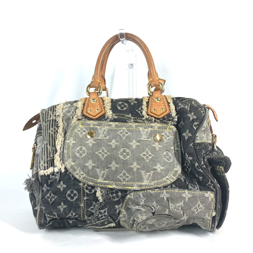 back Louis Vuitton Denim Patchwork Speedy 30 Grey and blue