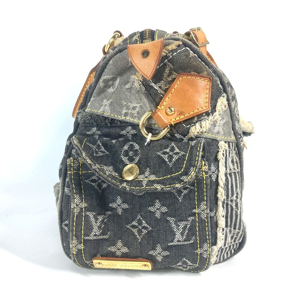 side Louis Vuitton Denim Patchwork Speedy 30 Grey and blue