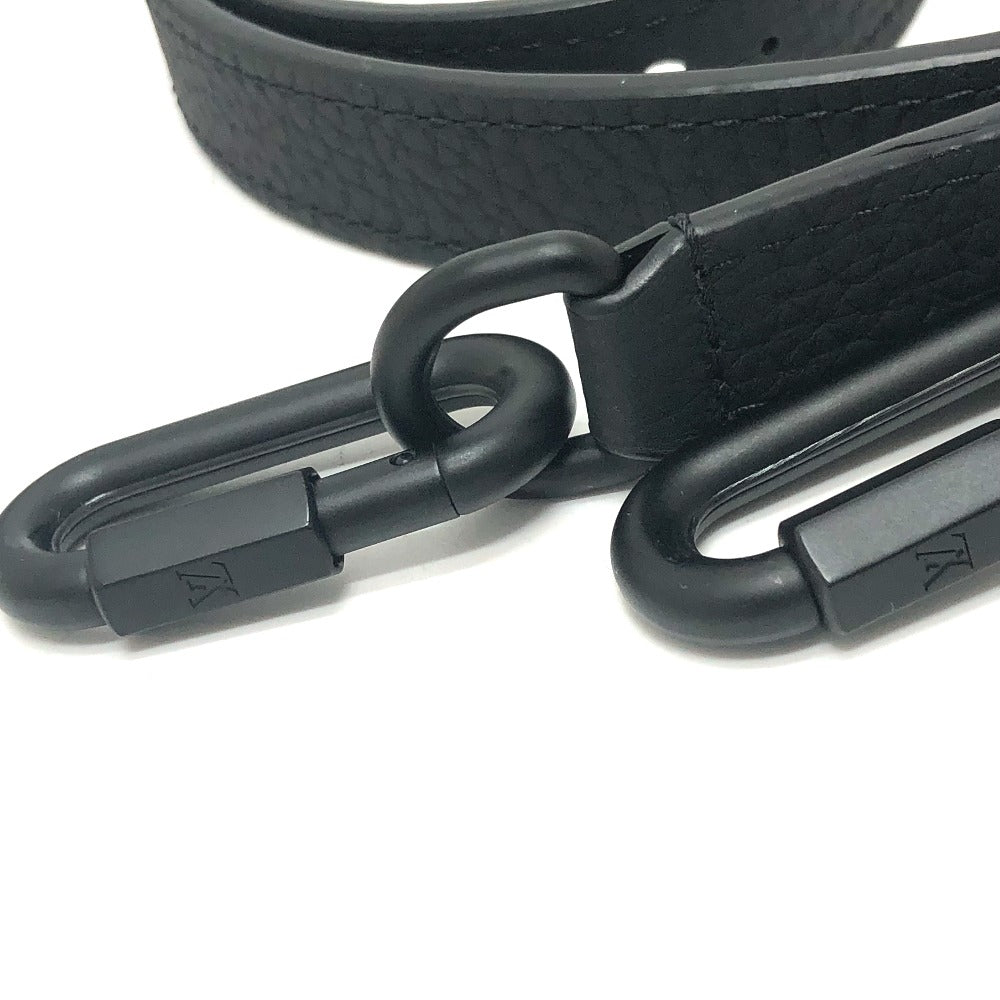 Black leather belt with carabiner on a white background