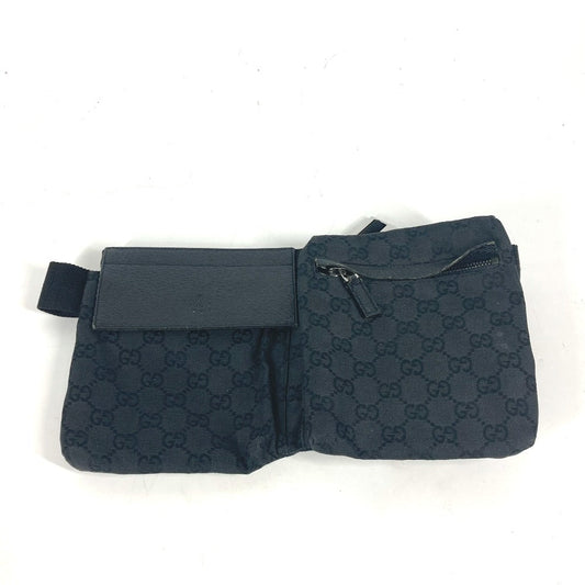 Black patterned pouch with a strap on a white background