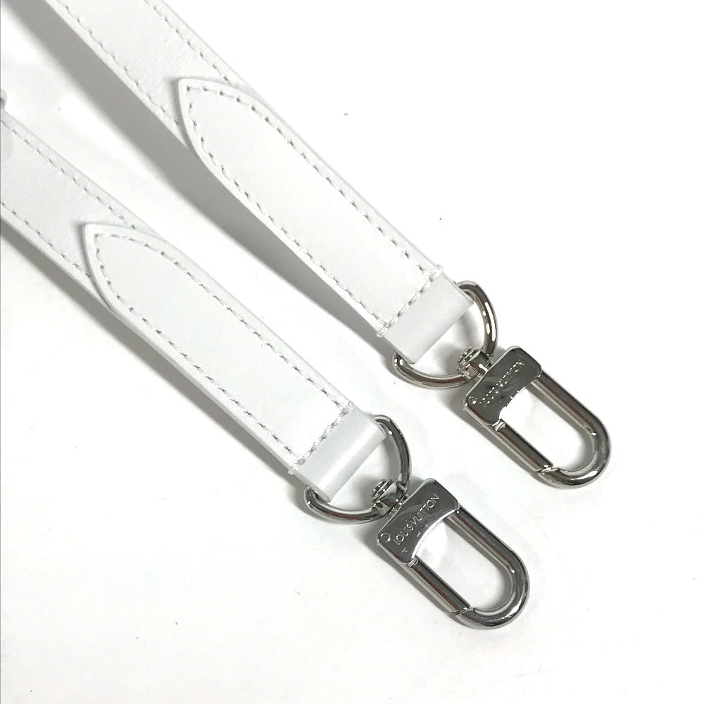 White leather strap with silver hardware on a white background