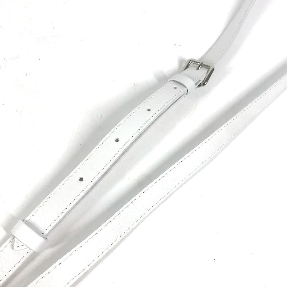 White leather belt with a buckle on a white background