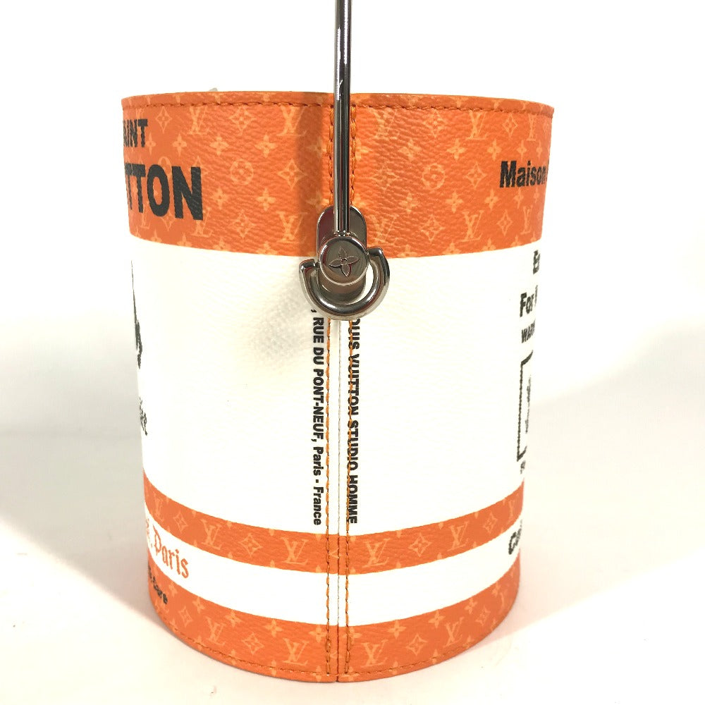 Louis Vuitton bag with orange and white design on a white background