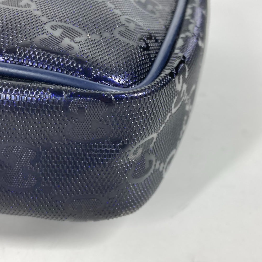 Close-up of a blue textured bag with a zipper on a white background