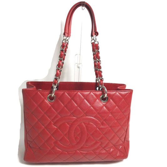Chanel Caviar Quilted Grand Shopping Tote Red