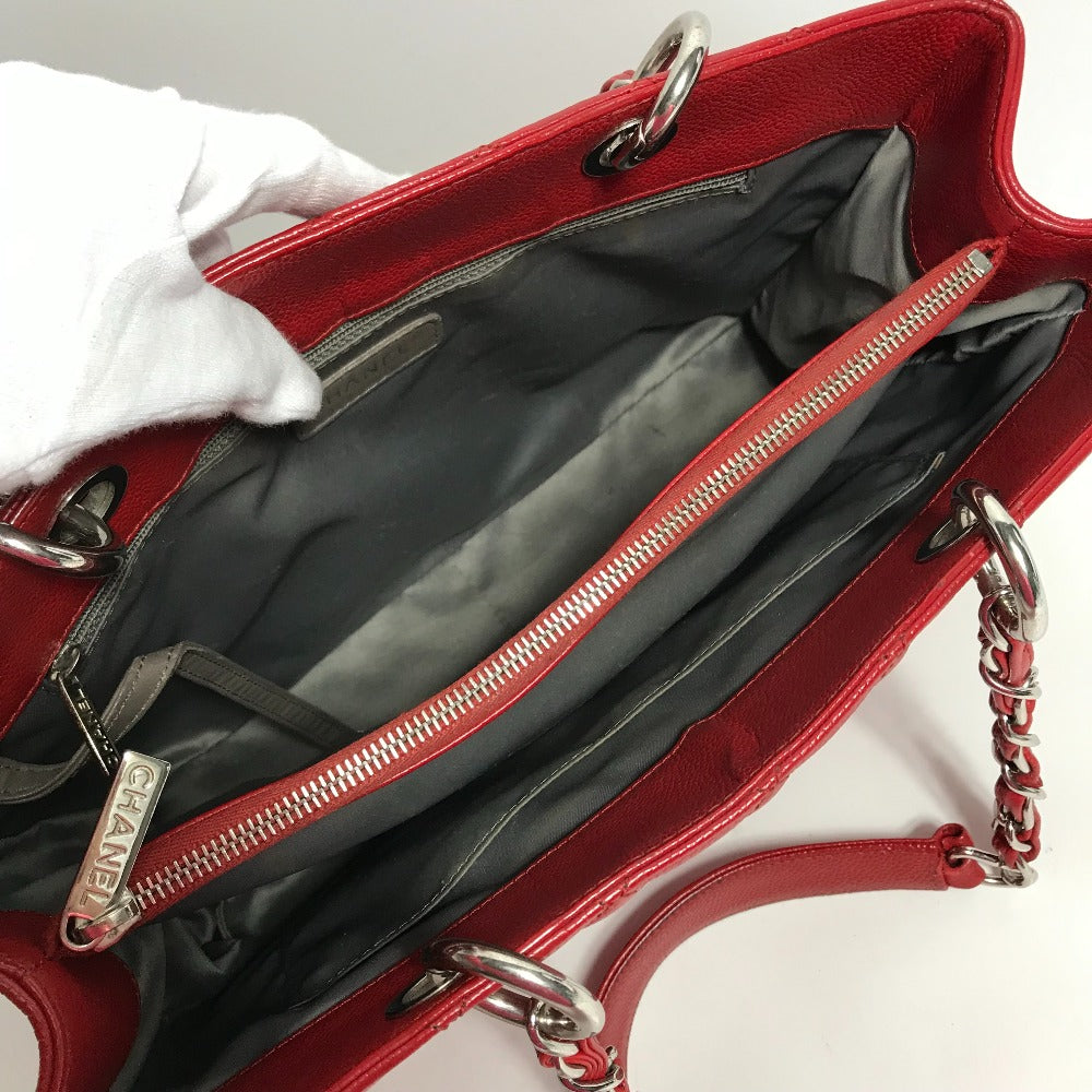 interior Chanel Caviar Quilted Grand Shopping Tote Red